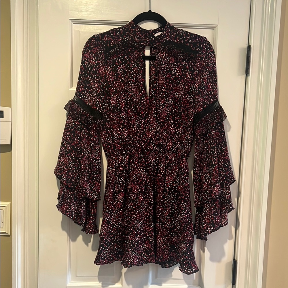 Parker Black and Red Patterned Dress